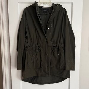 J. Crew Dark Olive Hooded Barn Rain Jacket